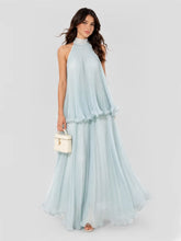 Pleated Chiffon Halter Top & Maxi Skirt Set
