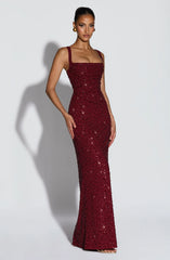 Calanthe Maxi Dress - Burgundy Sparkle