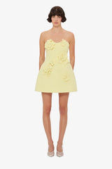 Rosario Tweed Petal Bustier Mini Dress - Sorbet Yellow
