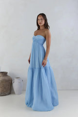 Unforgettable Style Strapless Maxi Dress Blue