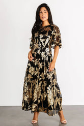 Lucy Sequin Dress | Black + Gold