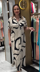 Women's Printed Long Shirt Dress | Elegant Timeless Maxi Dress