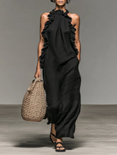 Women's Ruffle Maxi Dress | Sleeveless Tiered Ruffle Summer Maxi Dress