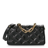Lambskin Embossed Monogram Pochette Coussin Crossbody Black