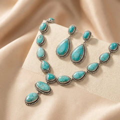 Women's Vintage Turquoise Statement Set | Elegant Necklace & Earrings