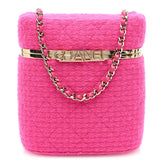 Tweed Quilted Small Vanity Case Fuchsia