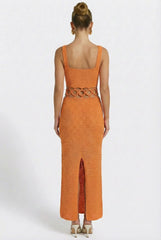 Bali Square Neck Sleeveless Crochet Midi Dress