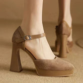 Women's Platform Block Heel Pumps | Ankle Strap Elevated High Heels