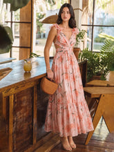 Watercolor Floral Cut-out Maxi Dress