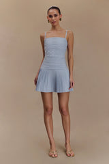 Rylee Multi Pleat Mini Dress - Ice Blue
