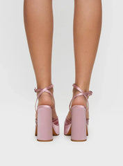 Everlasting Satin Platform Heels Baby Pink