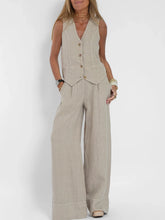 Women's Sleeveless Vest & Wide-Leg Pants Set | Tailored Two-Piece Suit