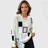 Women's Openwork Knit Sweater | Elegant Round-Neck Pullover