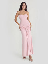 Beaded Embellished Strapless Tie-Waist Maxi Dress
