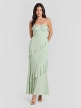 Ruffle Cutout Strapless Maxi Dress