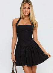 Starwoman Halter Mini Dress Black