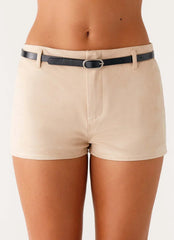 Katie Suede Mini Shorts - Beige