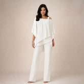 Women's Off-Shoulder Two-Piece Set | Elegant Top & Wide-Leg Trousers