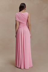 Ayeshya Slinky Asymmetric Maxi Dress - Candy Pink