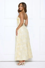 Gorgeous Temptation Strapless Maxi Dress Yellow