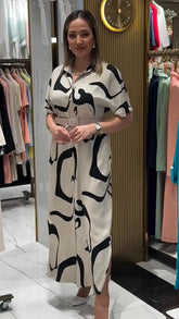 Women's Printed Long Shirt Dress | Elegant Timeless Maxi Dress