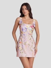 3D Floral Applique Tulle Mini Dress