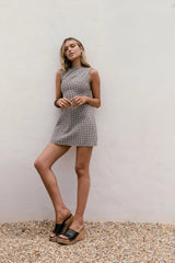 Dreamy Skies Gingham Mini Dress Brown
