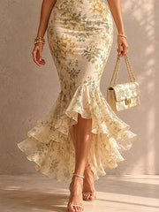 Women's Sequin Mermaid Maxi Dress | Elegant Sweetheart Ruffle-Hem Gown