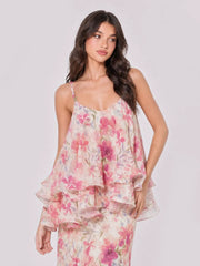 Watercolor Floral Ruffle Tiered Two Piece Set