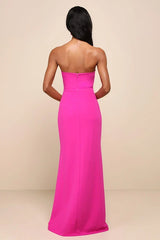 Effortless Radiance Magenta Strapless Mermaid Maxi Dress