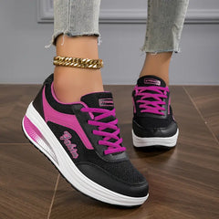 Women's Mesh Platform Lace-Up Sneakers | Cushioned Supportive Walking Sneakers