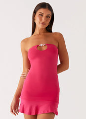 Hurts Like Hell Strapless Mini Dress - Fuchsia