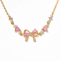 Women's Petite Bow Charm Bracelet | Adjustable Cubic Zirconia Chain Bracelet