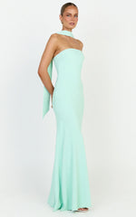 Lolly Maxi Dress - Strapless Bias Column Dress with Scarf in Mint