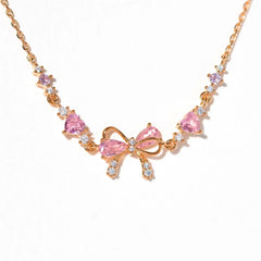 Women's Petite Bow Charm Bracelet | Adjustable Cubic Zirconia Chain Bracelet