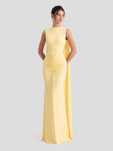 Boat-Neck Maxi Dress With Cape-Sleeves