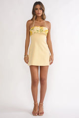 Sunbeam Kiss Foldover Floral Bust Mini Dress Butter