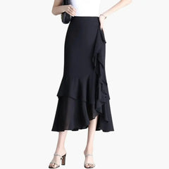 Women's Printed Midi Skirt | Straight-Cut Side-Split Summer Skirt
