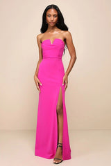 Effortless Radiance Magenta Strapless Mermaid Maxi Dress