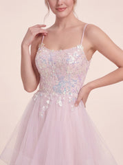 Enchanting Hand-Beaded Gown with Layered Tulle Skirt