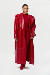 Vegan Leather Croc Trench Coat