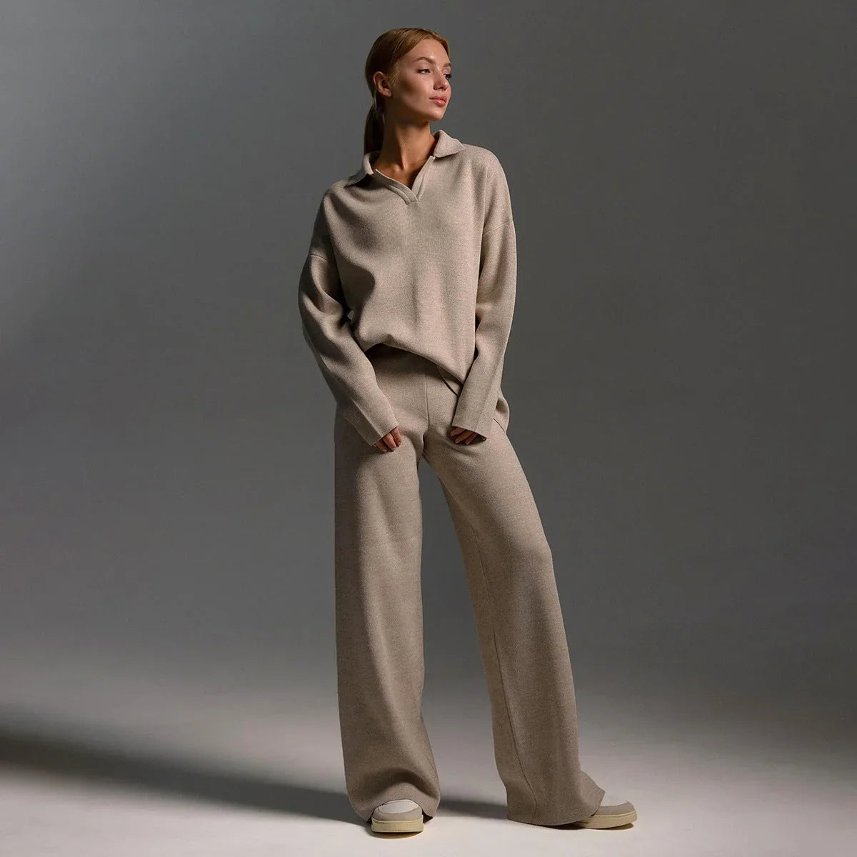 Women's Ribbed Knit Lounge Set | Relaxed Two-Piece Loungewear Co-Ord