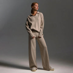 Women's Ribbed Knit Lounge Set | Relaxed Two-Piece Loungewear Co-Ord