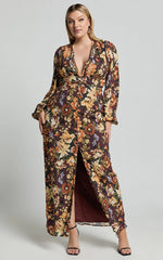 Lorelei Maxi Dress - V Neck Balloon Sleeve Dress in Indulgent Bloom