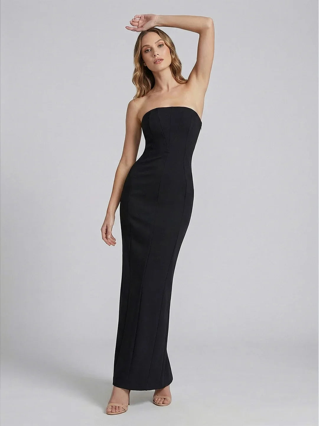 Strapless Crepe Maxi Dress