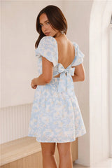 Sunshine Style Short Sleeve Mini Dress Blue