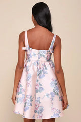 Unbelievably Lovely Pink Floral Babydoll Empire Waist Mini Dress