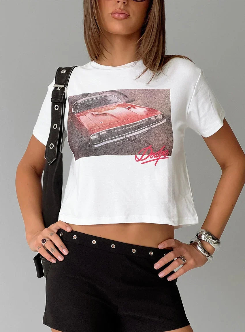 Dodge Girl Graphic Top White