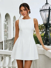 Sleeveless High Neck A-Line Mini Dress