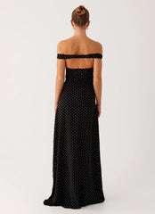 Melany Maxi Dress - Black Polka Dot